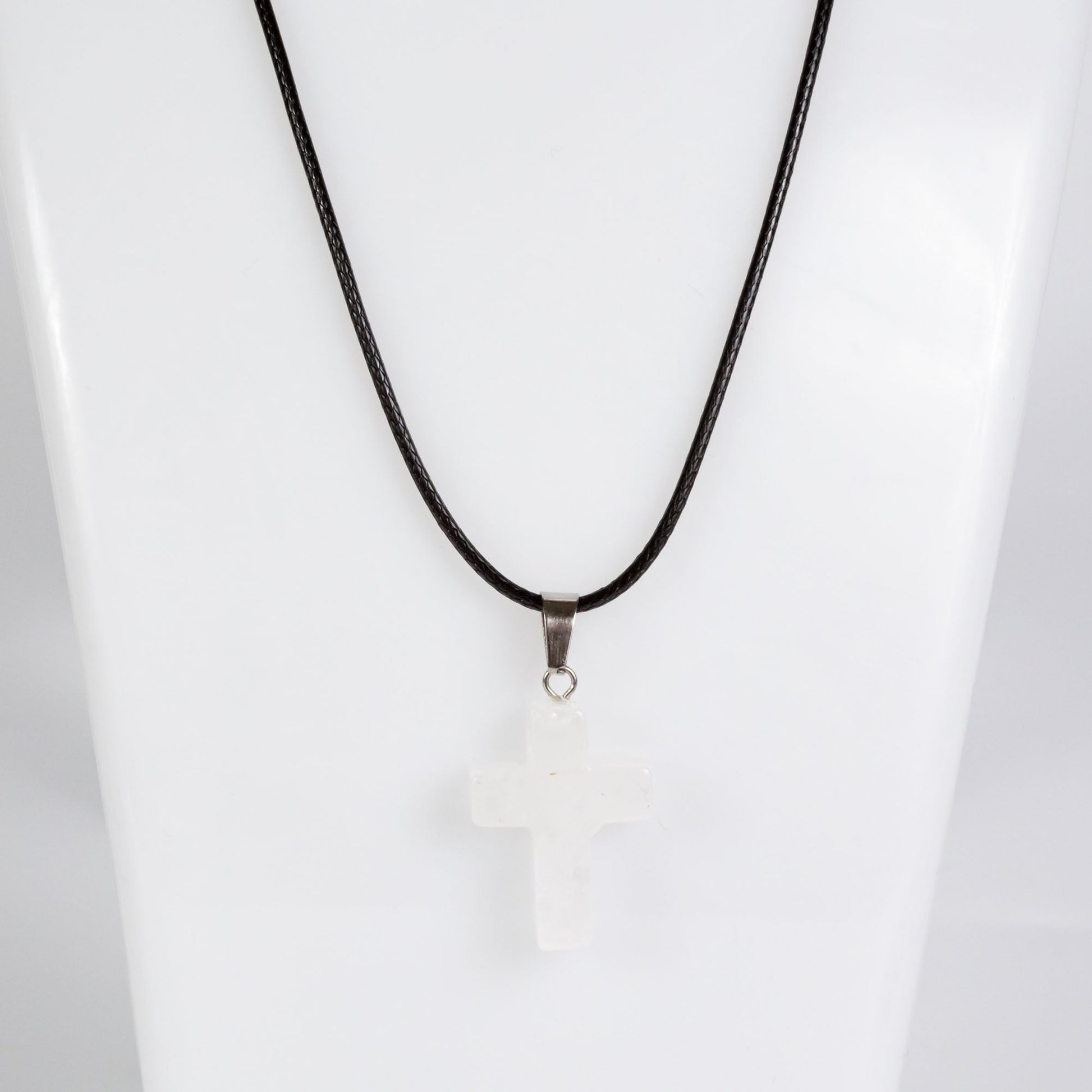 Wholesale 10Pcs Crystal Quartz Gemstone Cross Pendant Cord Necklaces