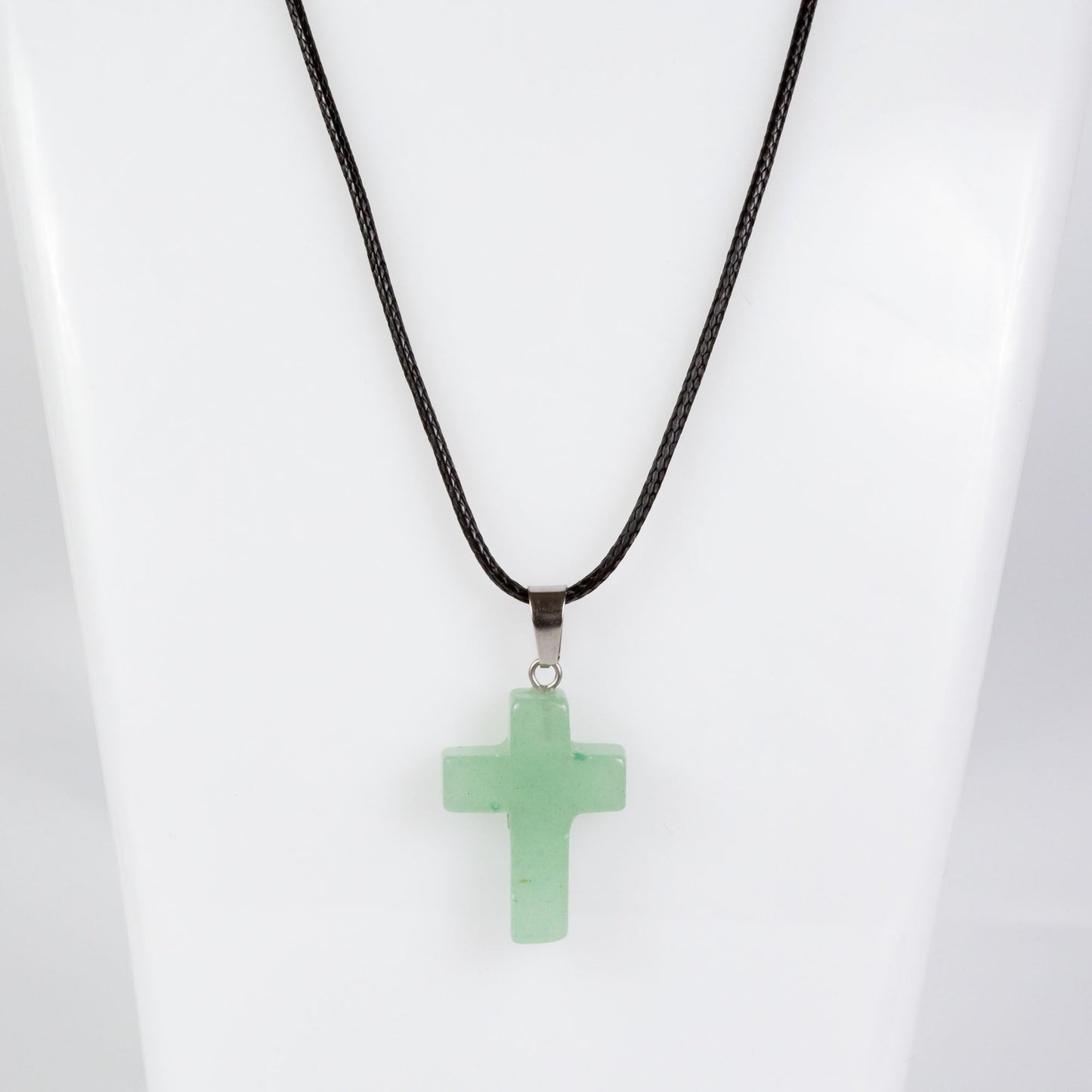 Wholesale 10Pcs Green Aventurine Gemstone Cross Pendant Cord Necklaces