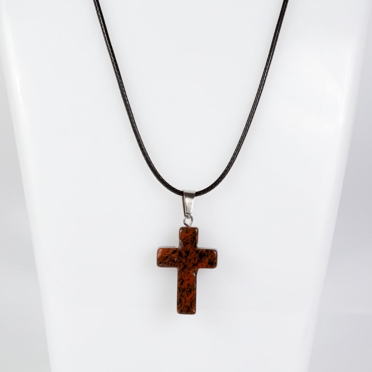 Wholesale 10Pcs Red Jasper Gemstone Cross Pendant Cord Necklaces