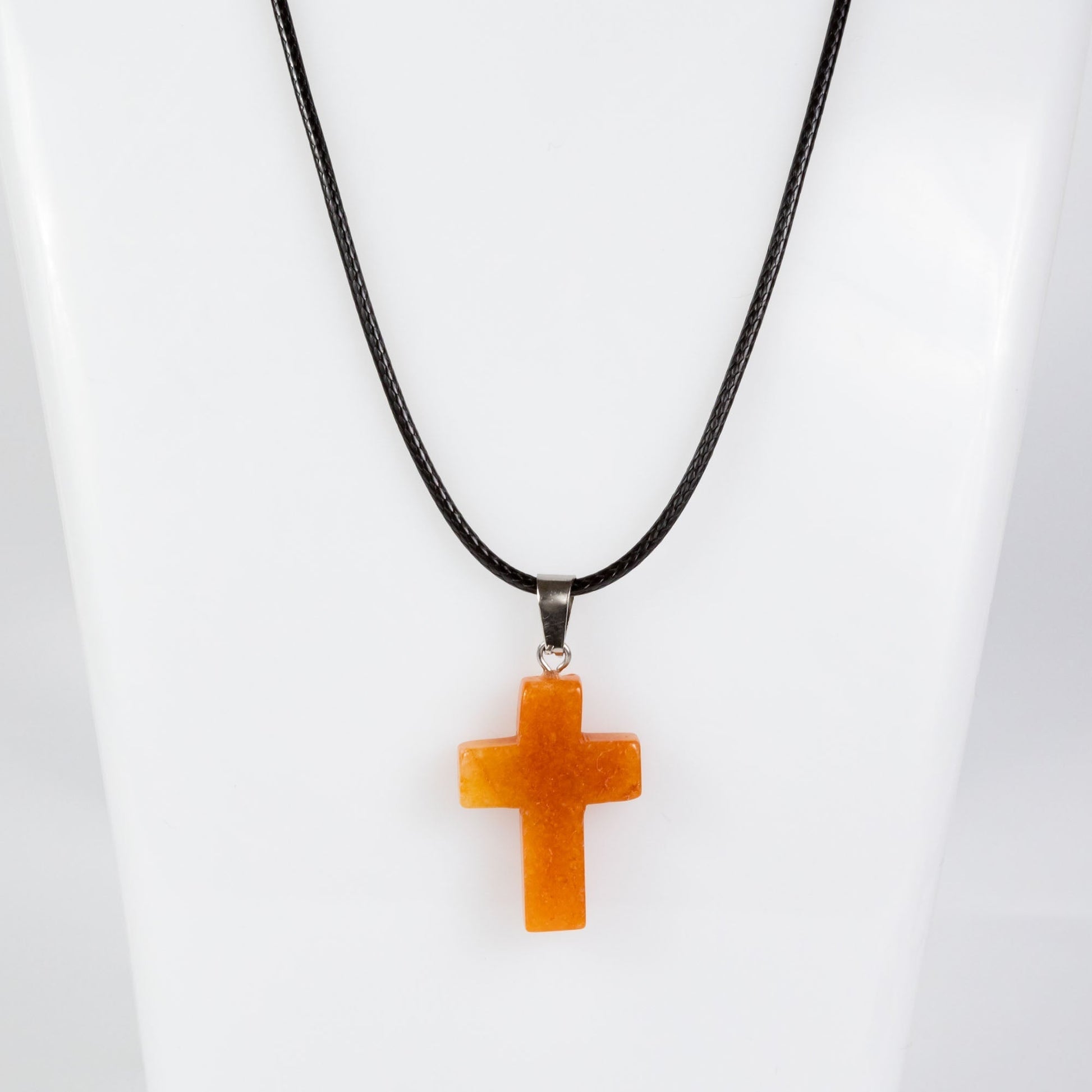 Wholesale 10Pcs White Agate Gemstone Cross Pendant Cord Necklaces