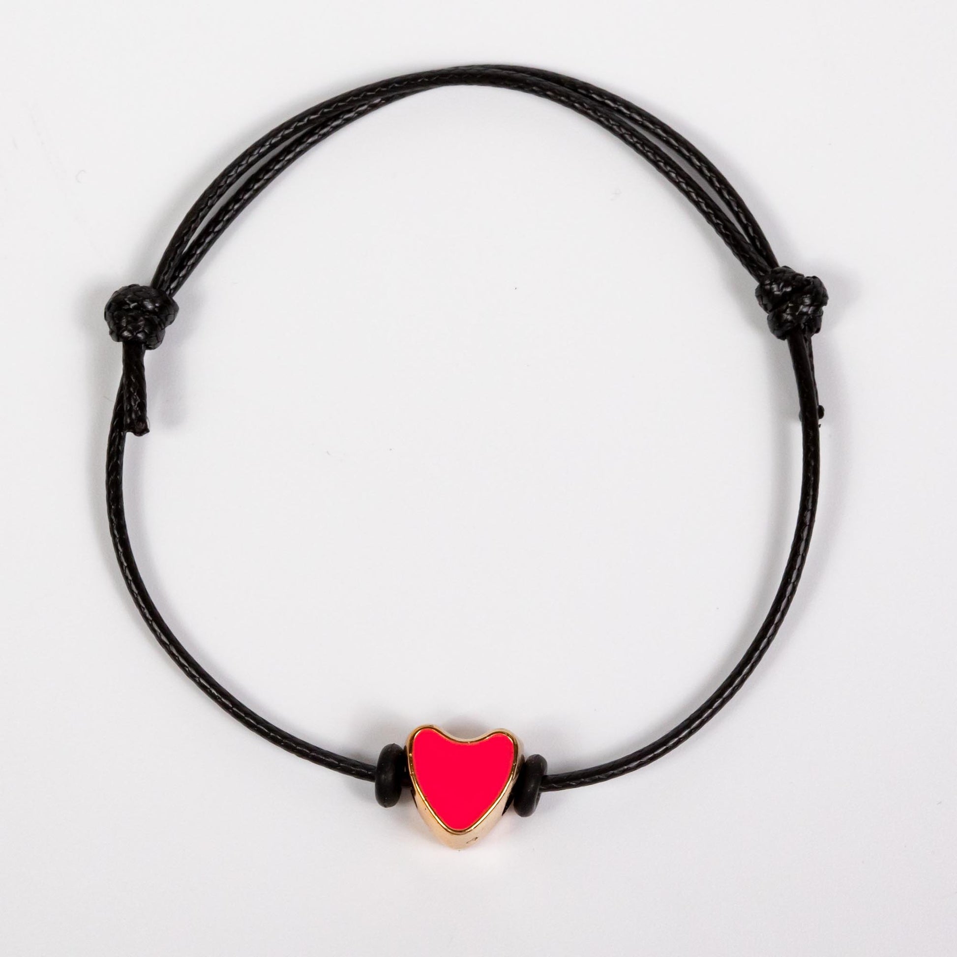 Wholesale 10Pcs Heart Acrylic Charm Bracelet, Black Cord - Mixed Colour