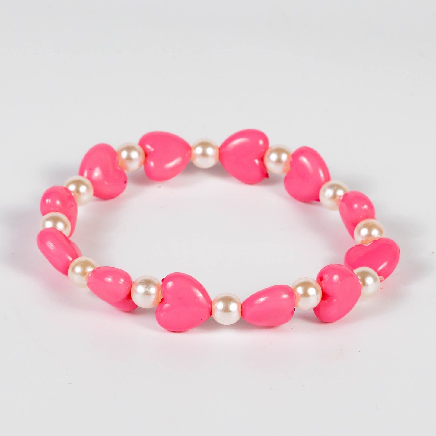 Wholesale 10Pcs Hearts Shaped Acrylic Pearls Bracelet, Mixed Colour