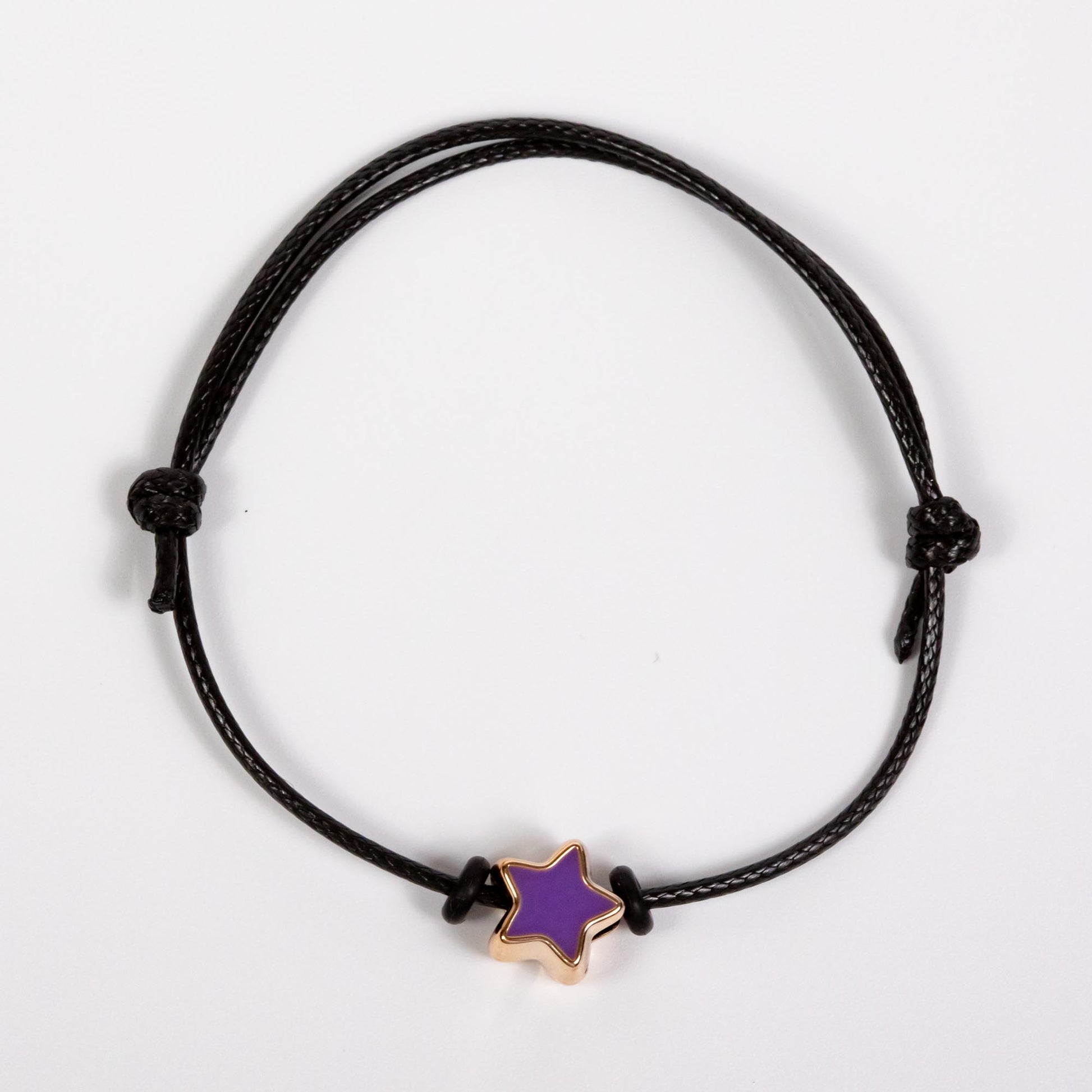 Wholesale 10Pcs Star Acrylic Charm Bracelet, Black Cord - Mixed Colour