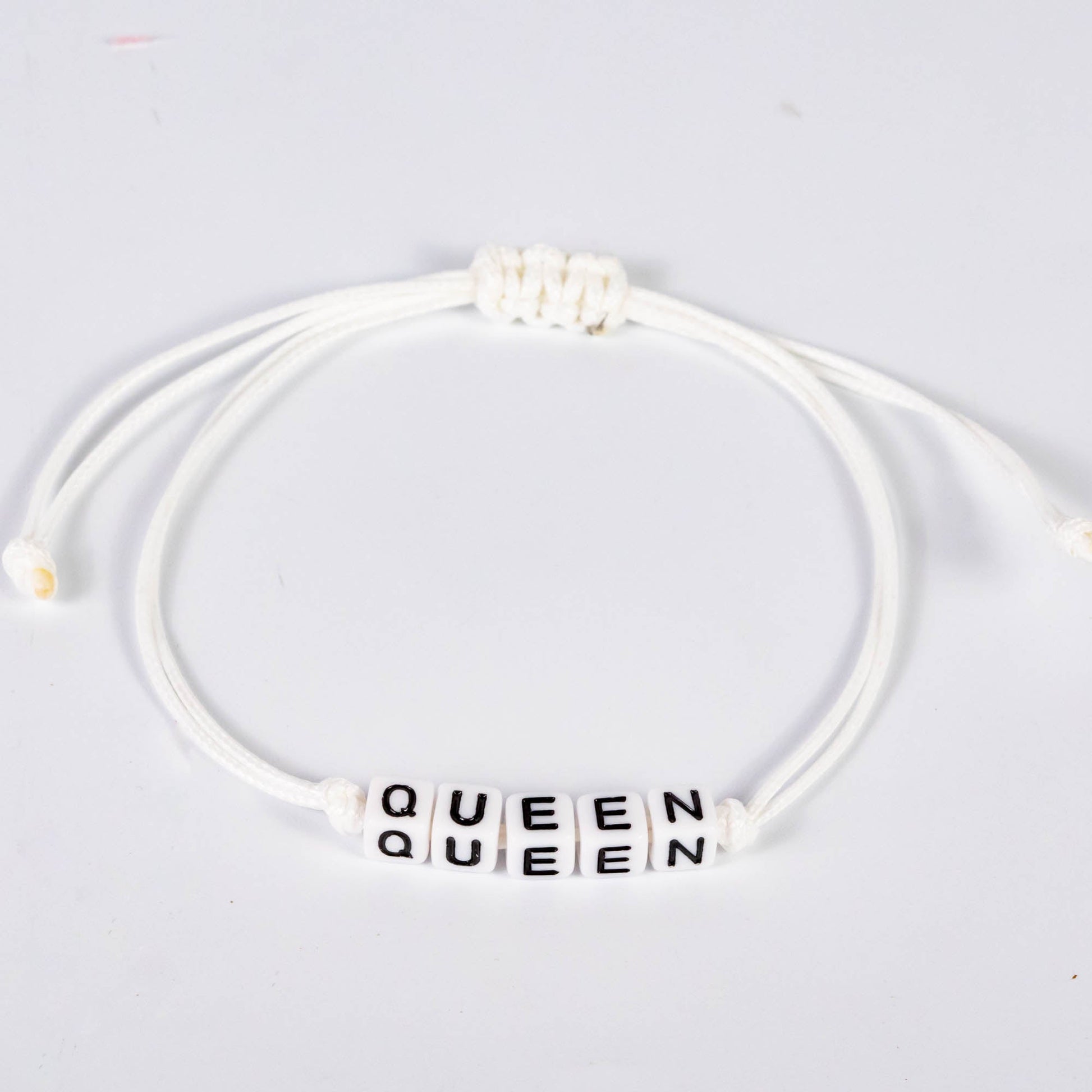 Wholesale 10Pcs King & Queen Acrylic Charm Bracelets, Black & White Cord - Mixed Design