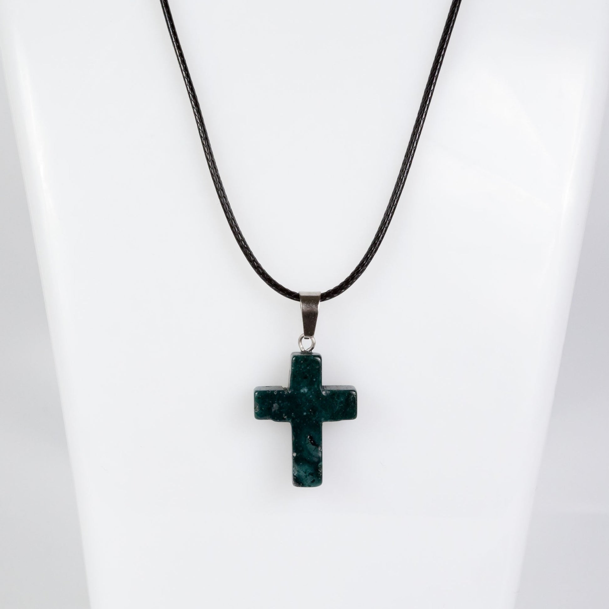 Wholesale 10Pcs Indian Agate Gemstone Cross Pendant Cord Necklaces