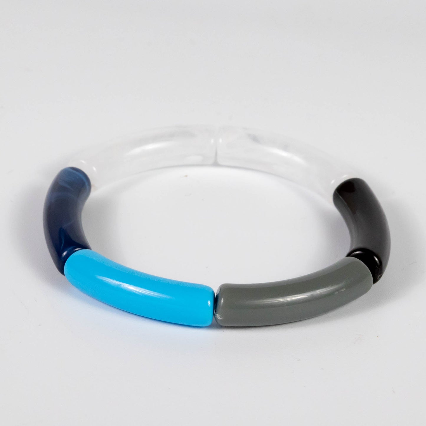 Wholesale 10Pcs Blue, Navy & Grey Tube Shaped Acrylic Bracelets