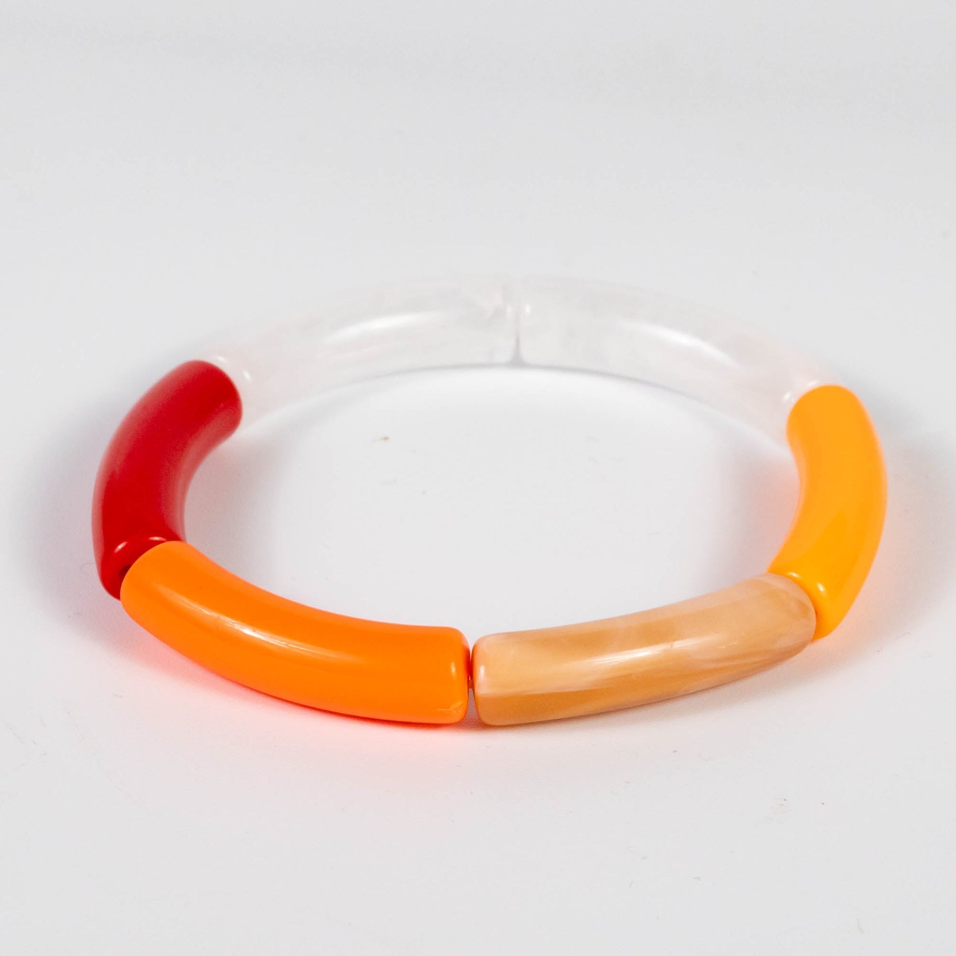 Wholesale 10Pcs Red & Orange Tube Shaped Acrylic Bracelets