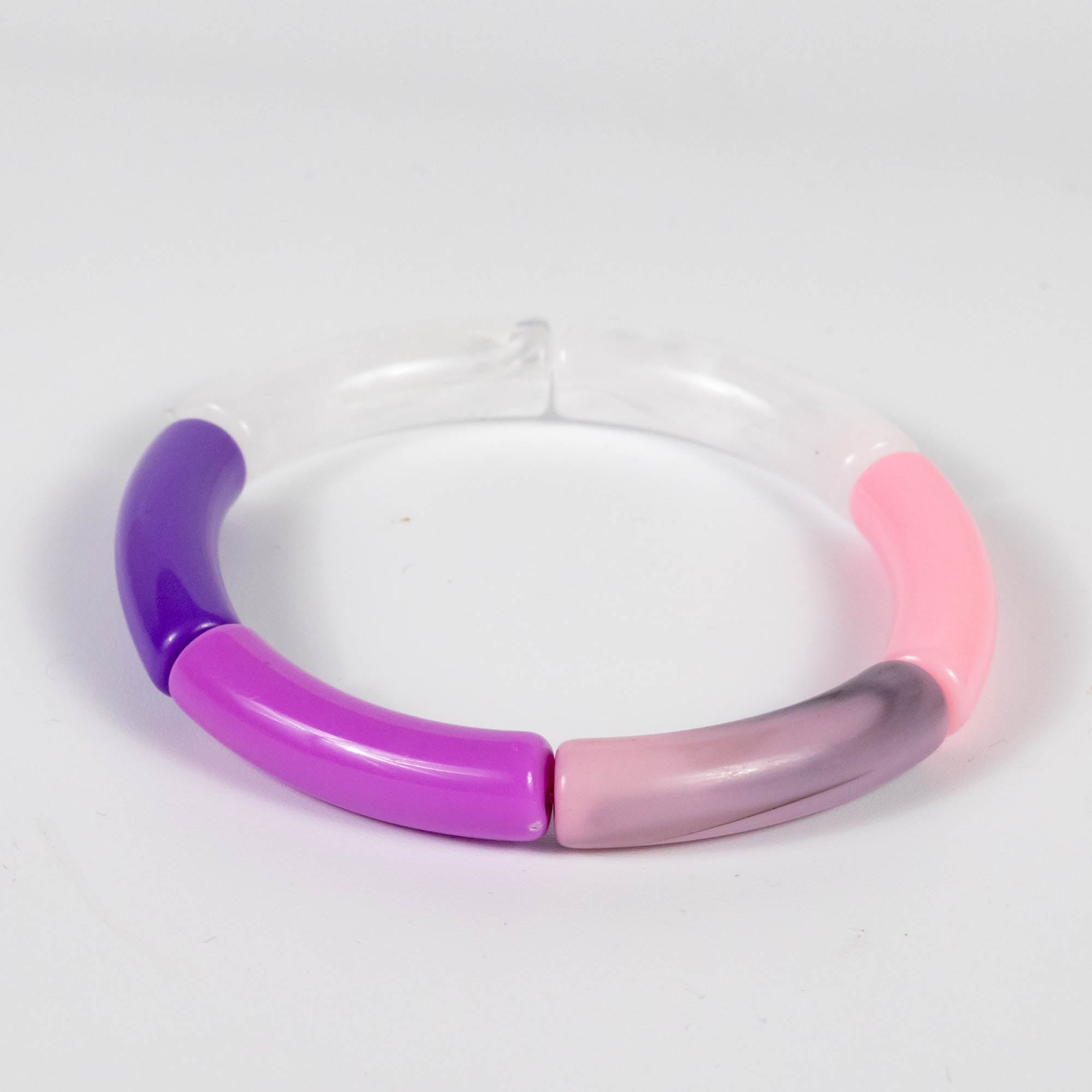 Wholesale 10Pcs Pink & Purple Tube Shaped Acrylic Bracelets