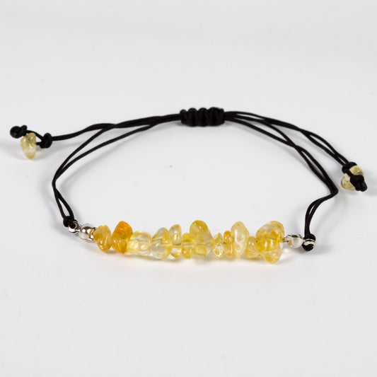 Wholesale 10Pcs Citrine Chip Gemstone Black Cord Anklet & Bracelets