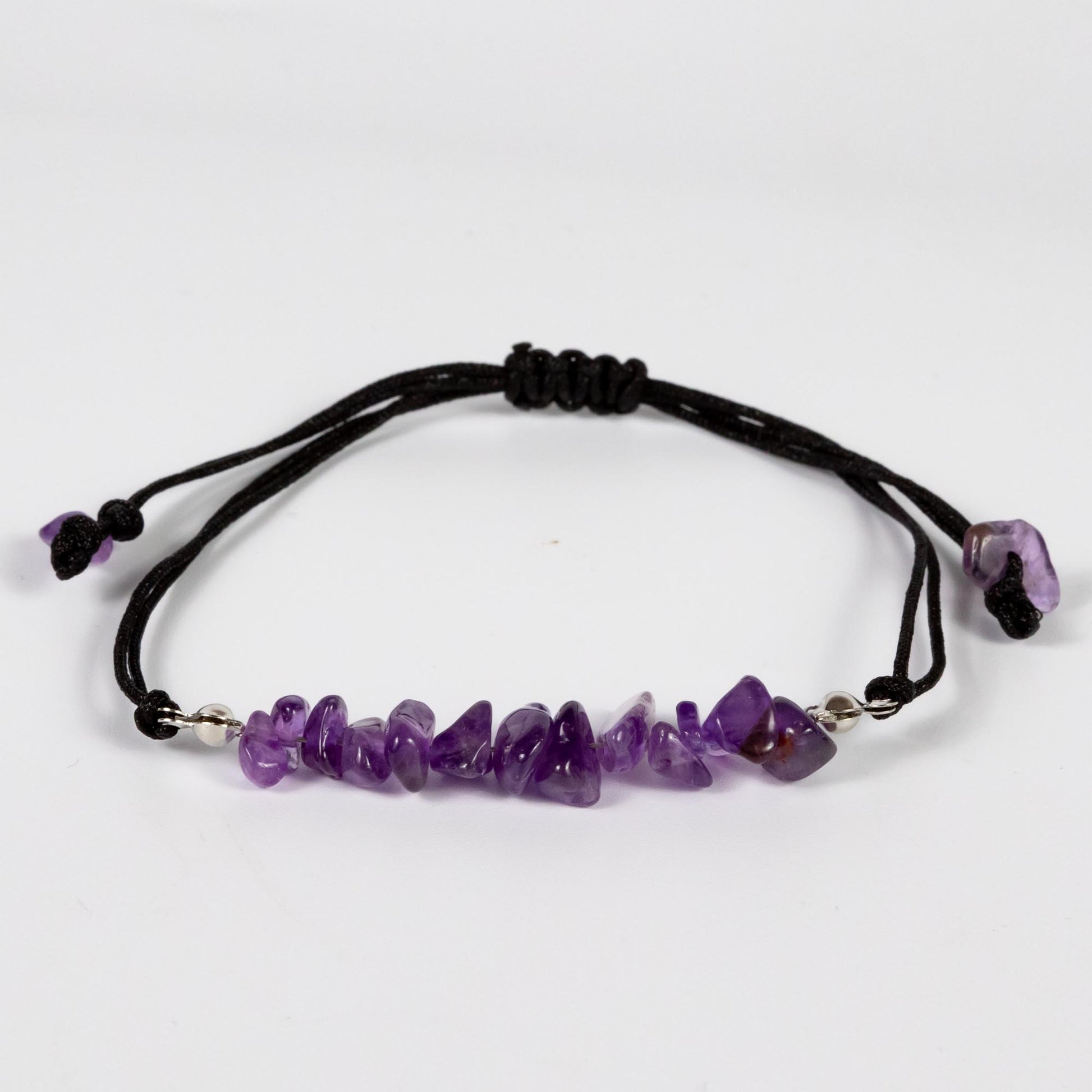 Wholesale 10Pcs Amethyst Chip Gemstone Black Cord Anklet & Bracelets