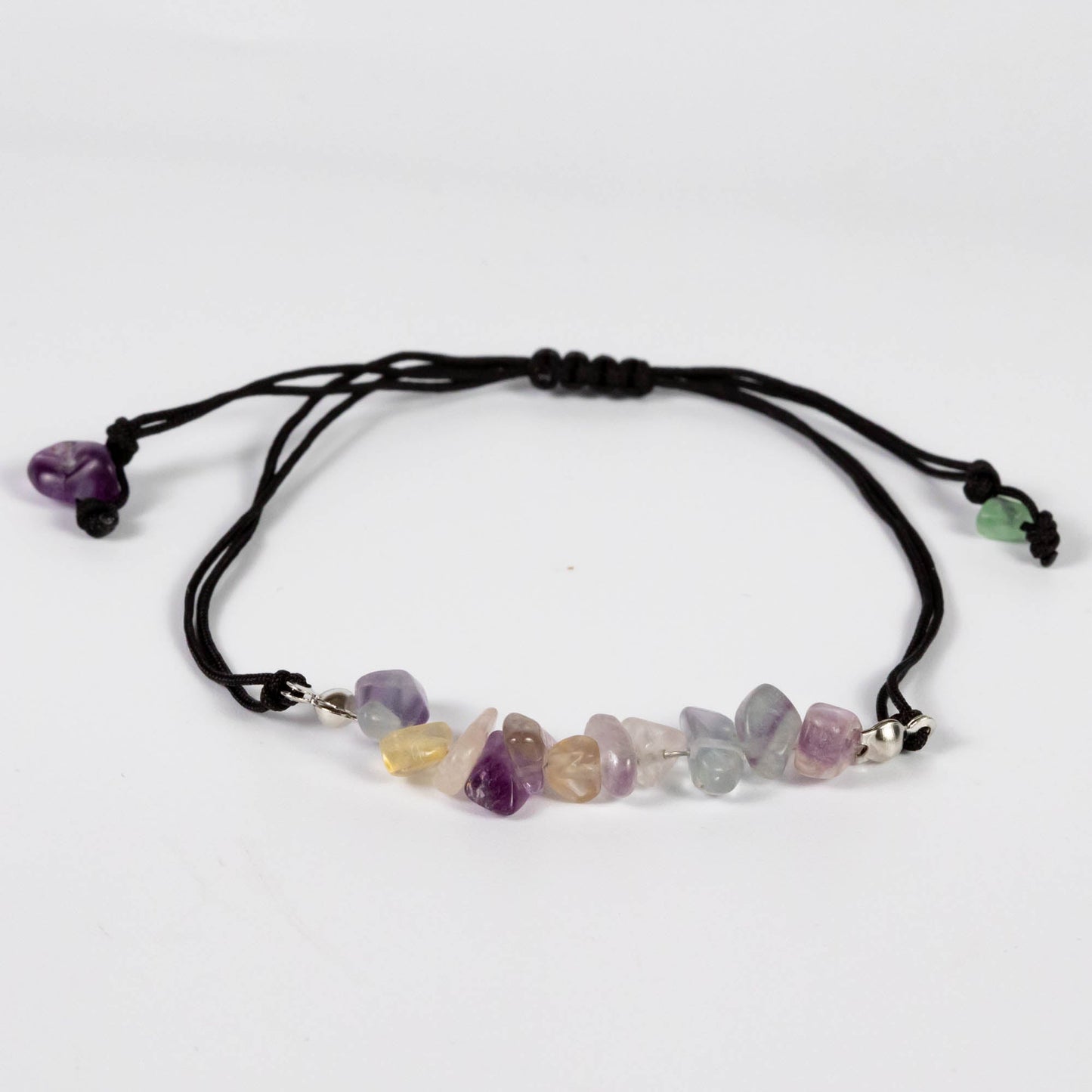 Wholesale 10Pcs Fluorite Chip Gemstone Black Cord Anklet & Bracelets