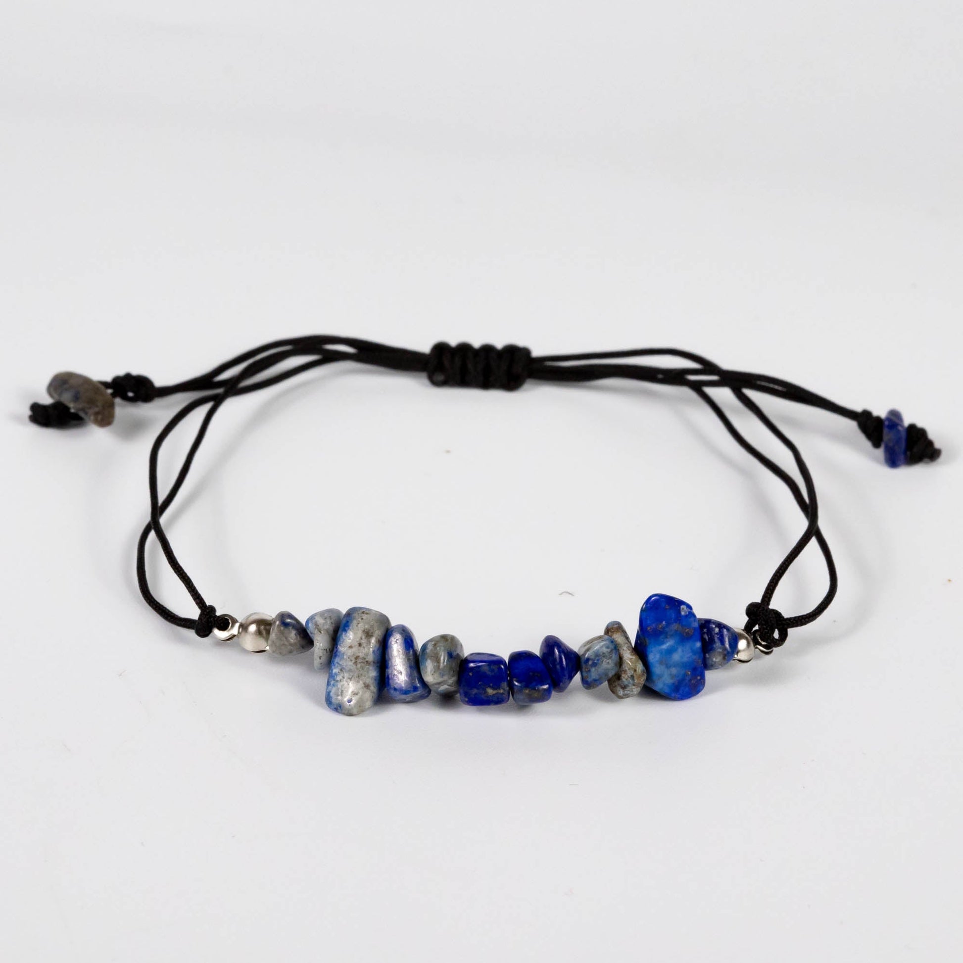 Wholesale 10Pcs Lapis Lazuli Chip Gemstone Black Cord Anklet & Bracelets