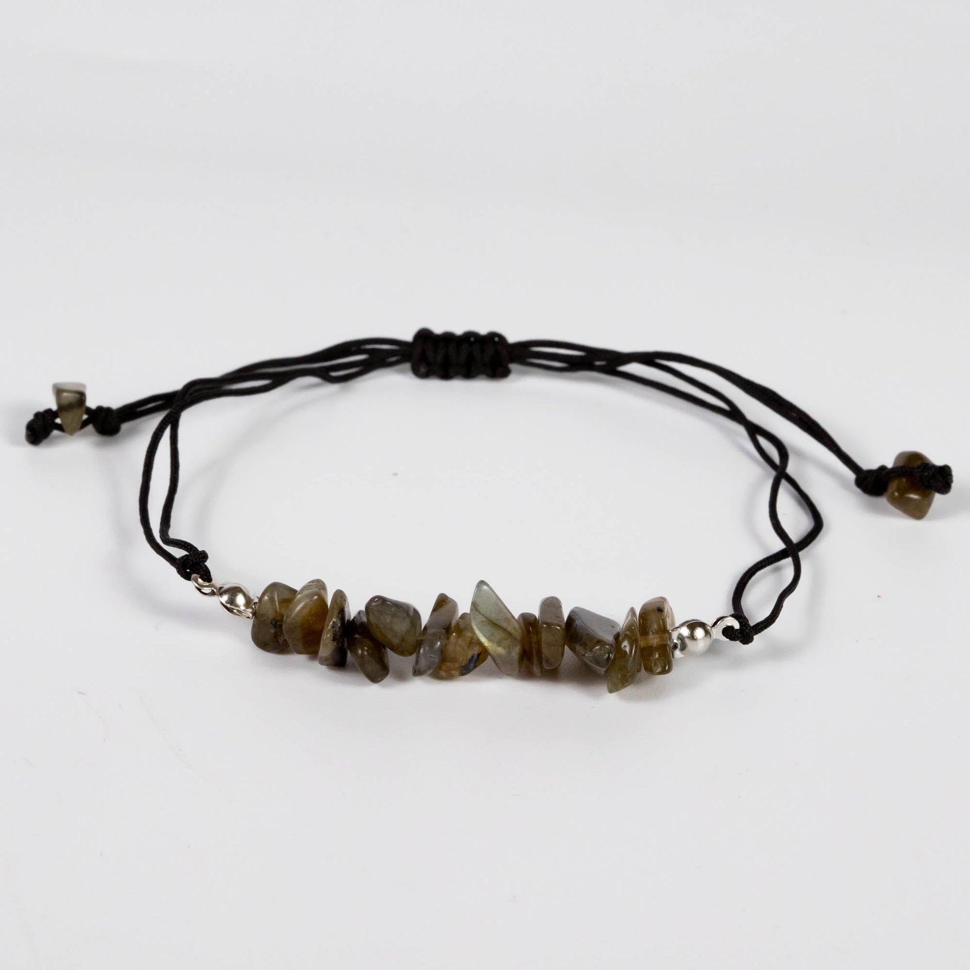 Wholesale 10Pcs Labradorite Chip Gemstone Black Cord Anklet & Bracelets