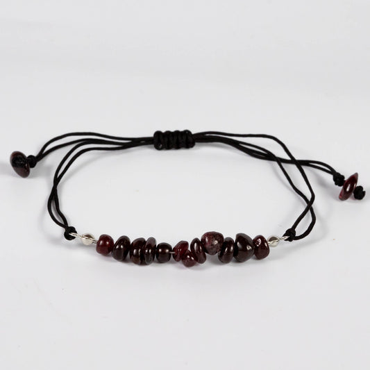 Wholesale 10Pcs Garnet Chip Gemstone Black Cord Anklet & Bracelets