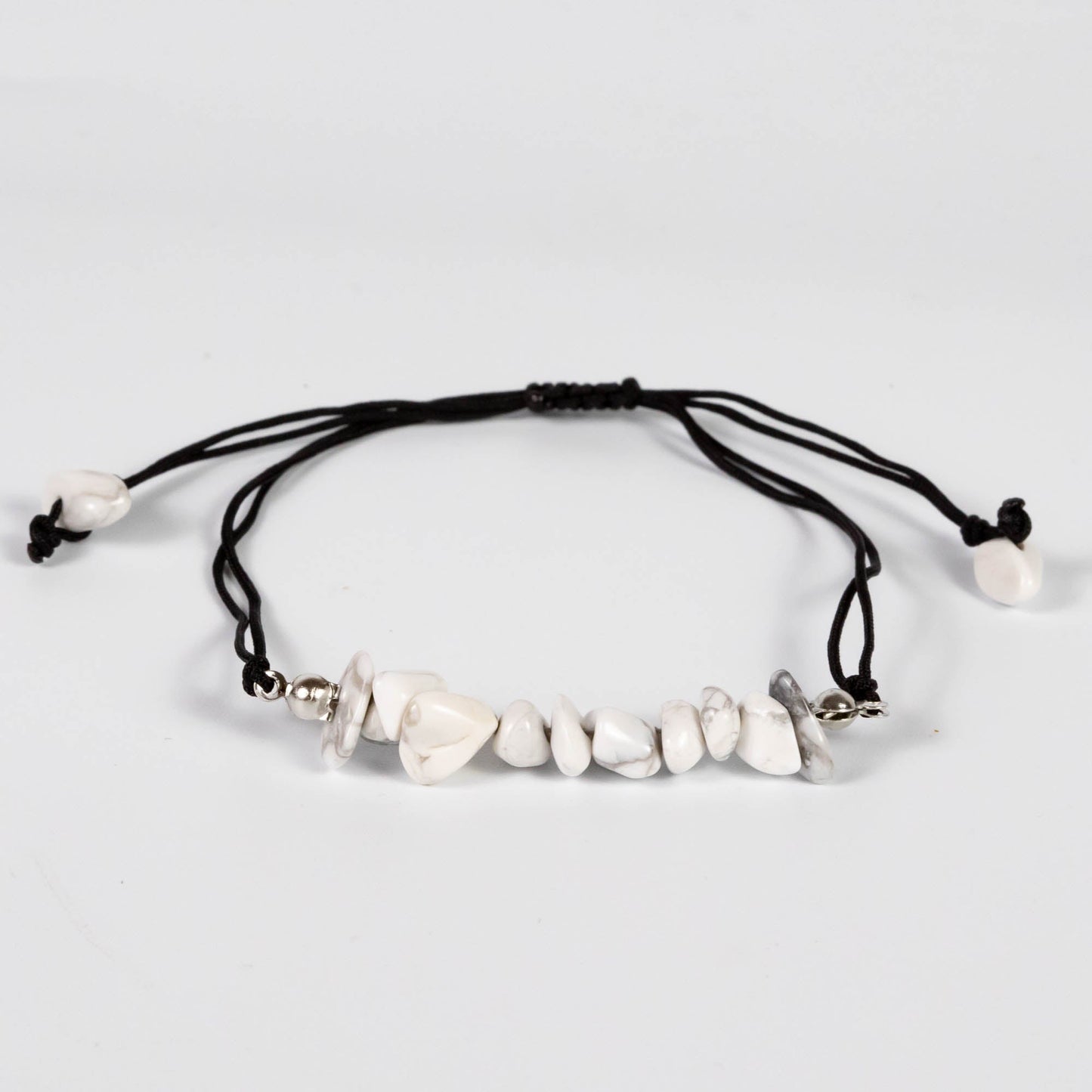 Wholesale 10Pcs White Synthetic Howlite Chip Gemstone Black Cord Anklet & Bracelet