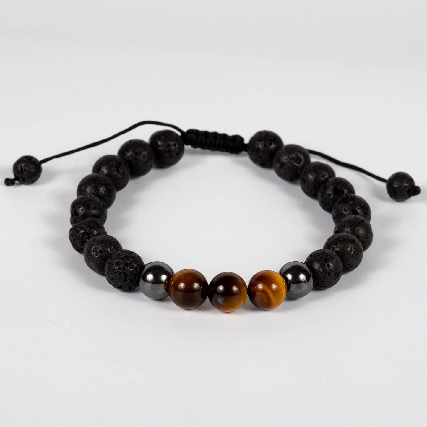 Wholesale 10Pcs Tiger Eye, Hematite, Lava Rock Round Bead Cord Bracelet