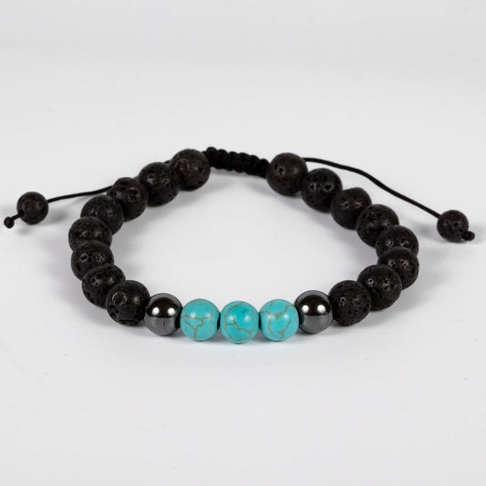 Wholesale 10Pcs Turquoise, Hematite, Lava Rock Round Bead Cord Bracelet