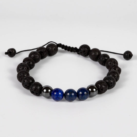 Wholesale 10Pcs Lapis Lazuli, Hematite, Lava Rock Round Bead Cord Bracelet