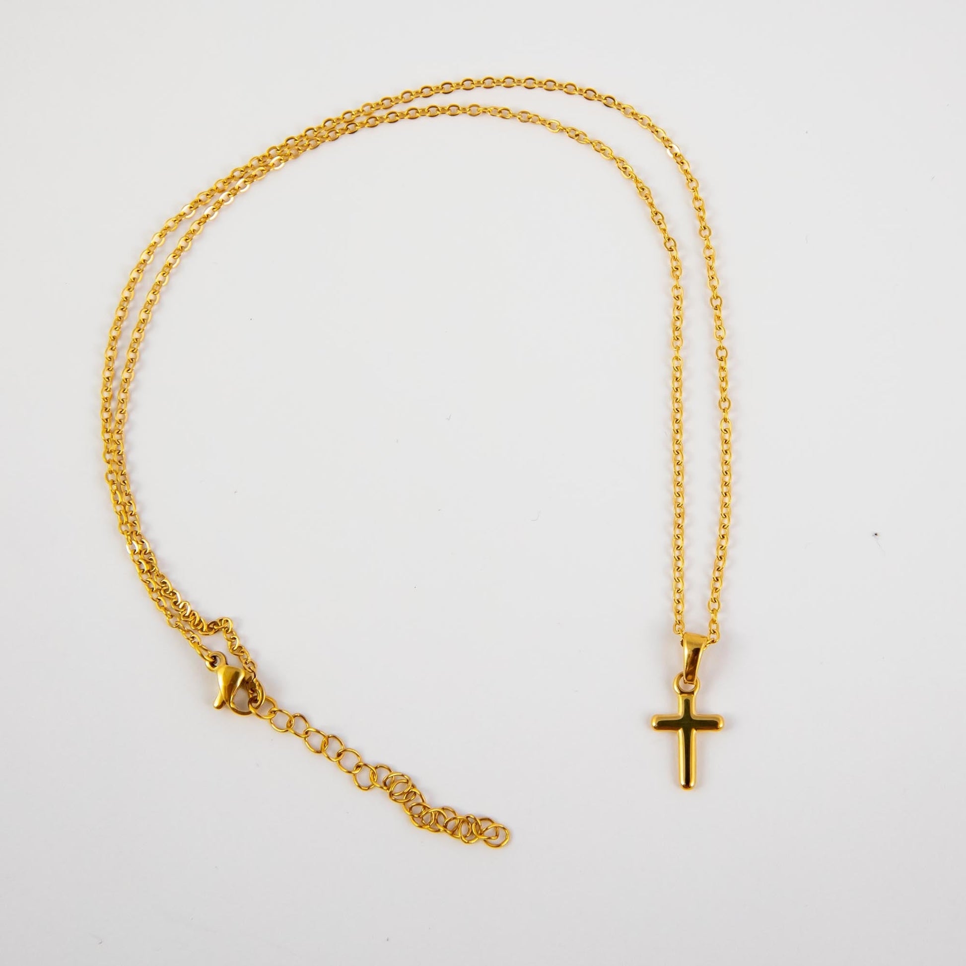 Wholesale 10Pcs 16mm Gold Cross Gothic Steel Pendant Chain Necklace