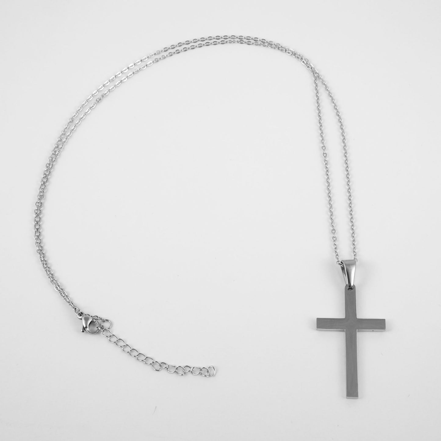 Wholesale 10Pcs 39mm Silver Latin Cross Gothic Steel Pendant Chain Necklace