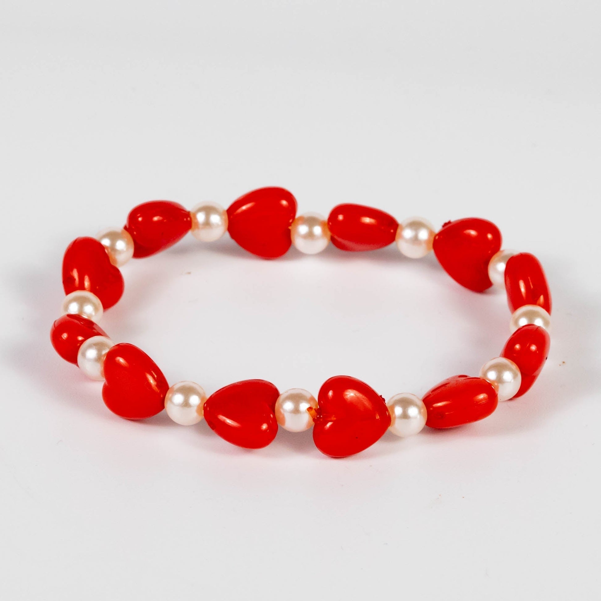 Wholesale 10Pcs Hearts Shaped Acrylic Pearls Bracelet, Mixed Colour