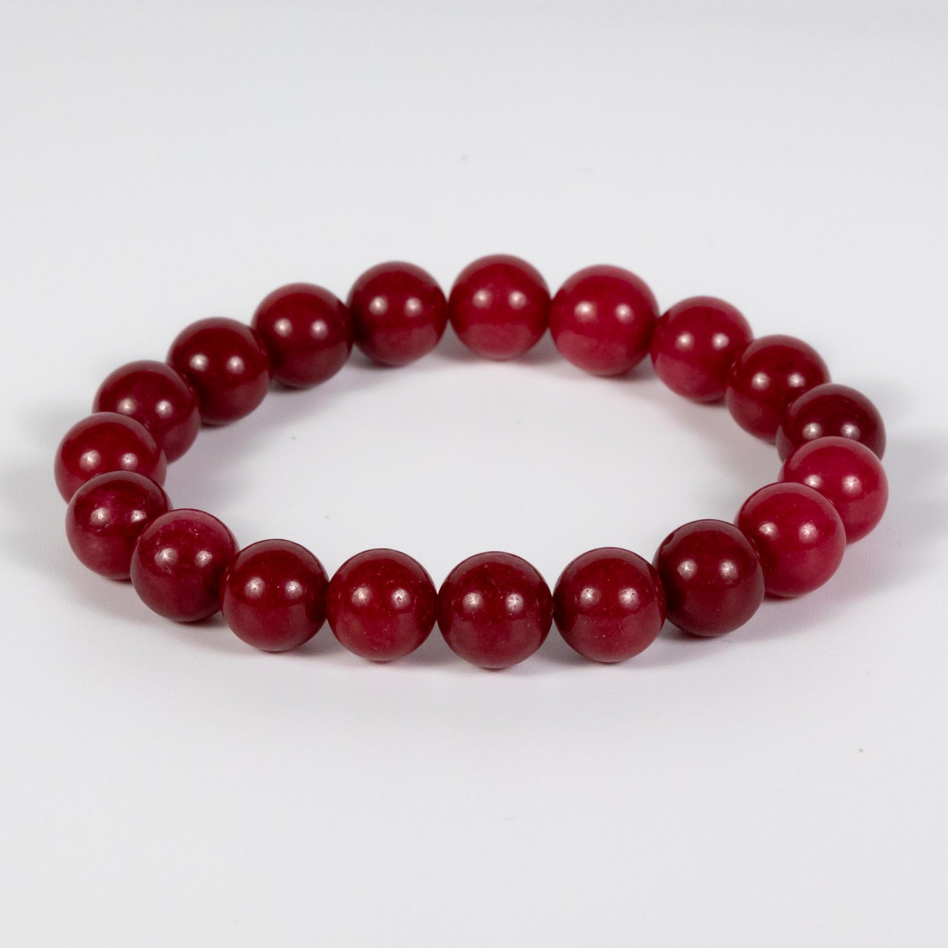 Wholesale 10Pcs Red Jade 10mm Round Bead Stretch Gemstone Bracelet