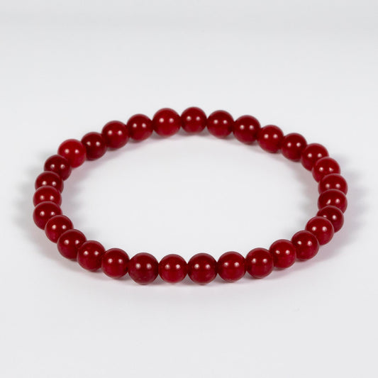 Wholesale 10Pcs Red Jade 6mm Round Bead Stretch Gemstone Bracelets