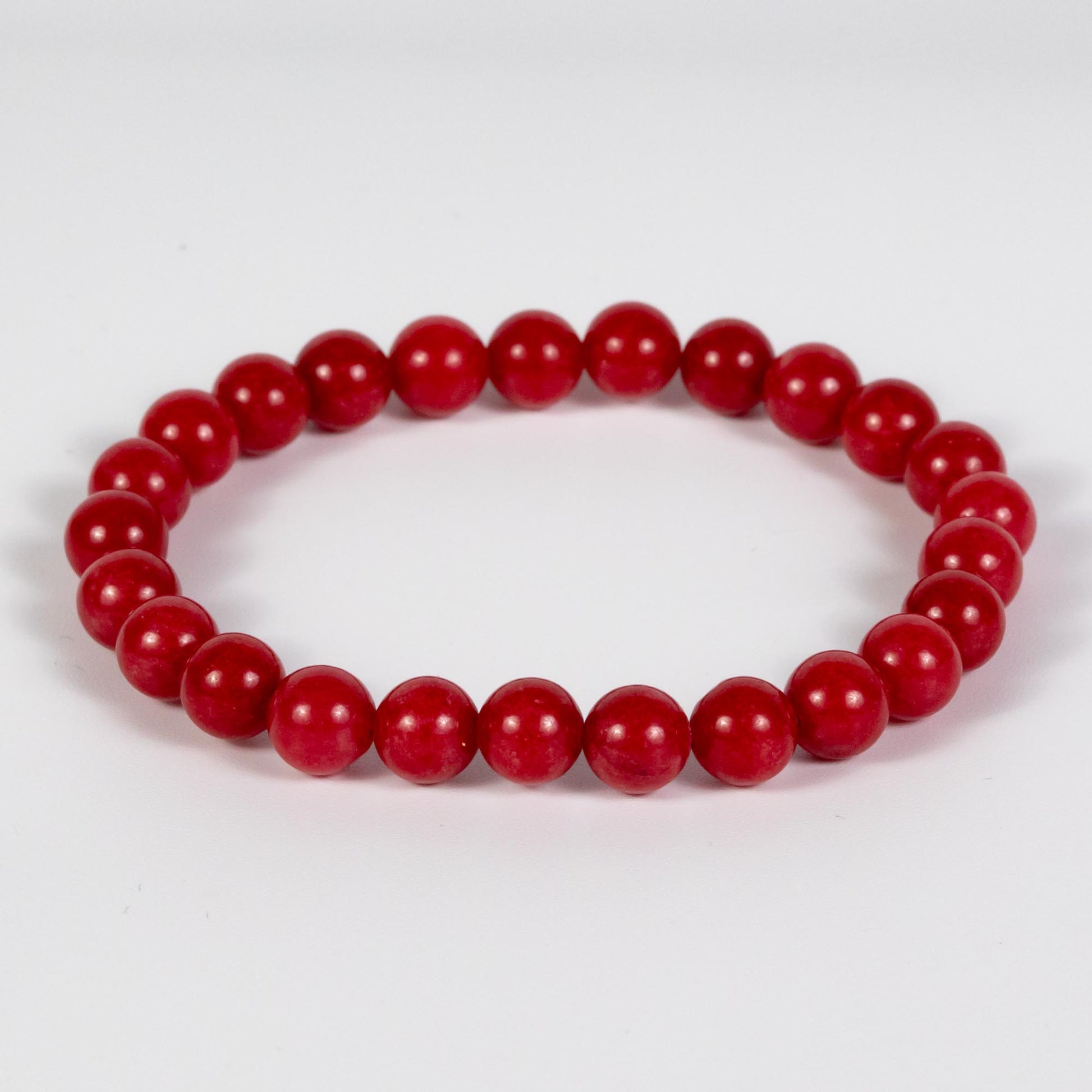 Wholesale 10Pcs Red Jade 8mm Round Bead Stretch Gemstone Bracelets