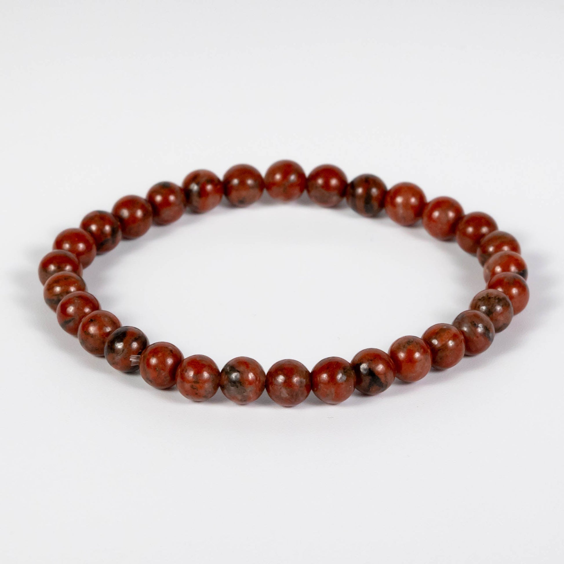 Wholesale 10Pcs Red Sesame 6mm Round Bead Stretch Gemstone Bracelets