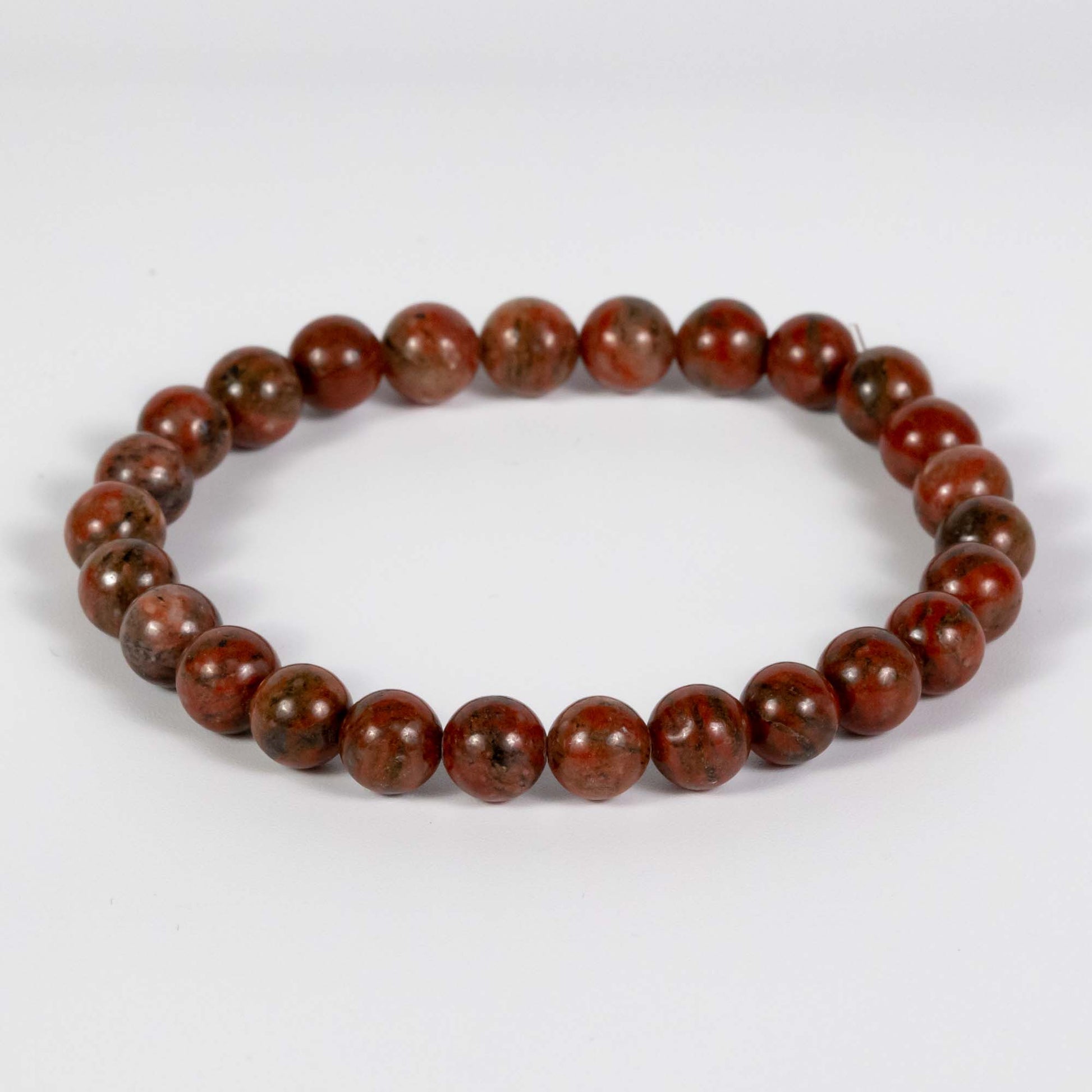 Wholesale 10Pcs Red Sesame Jasper 8mm Round Bead Stretch Gemstone Bracelets