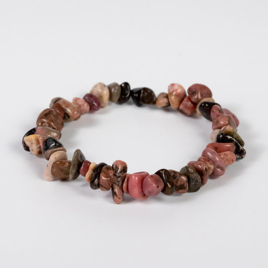 Wholesale 10Pcs Rhodonite Gemstone Bracelet, Beaded Stretch Chip Stone