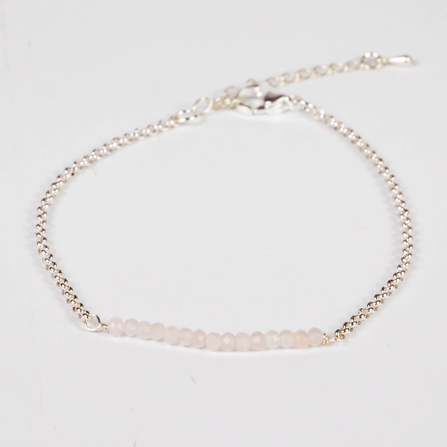 Wholesale 10Pcs Rose Quartz Beaded Bracelet & Anklet, with Stainless Steel Rolo Chain