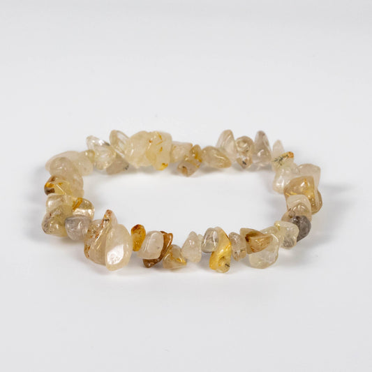 Wholesale 10Pcs Rutilated Quartz Gemstone Bracelet, Bead Stretch Chip