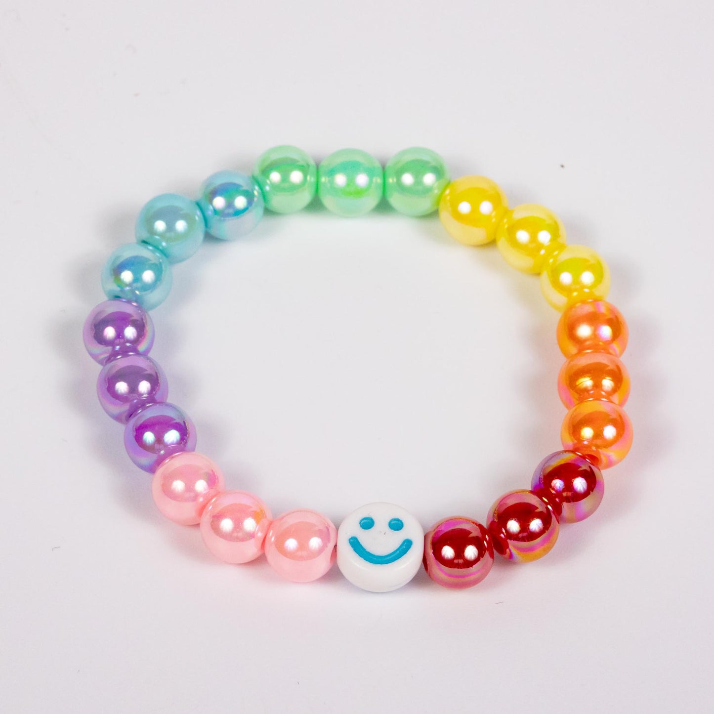 Wholesale 10Pcs Smiley Face Acrylic Rainbow Bracelet - Mixed Colour