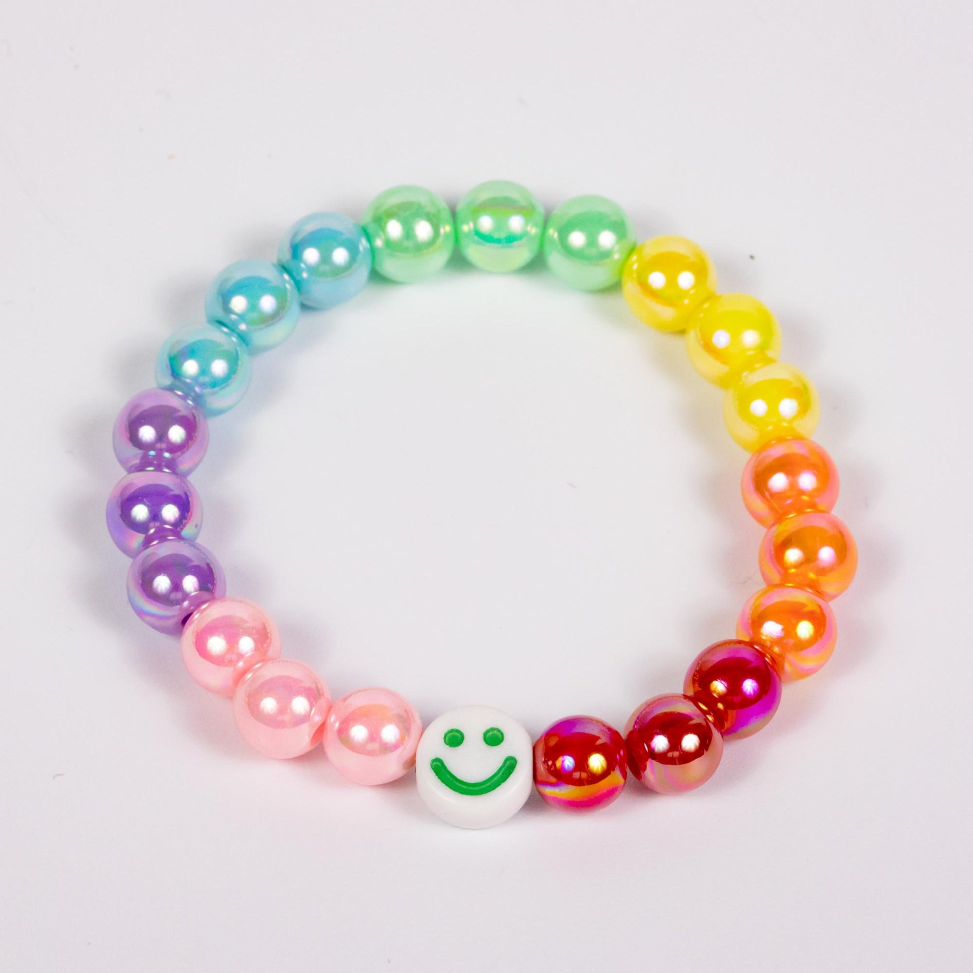 Wholesale 10Pcs Smiley Face Acrylic Rainbow Bracelet - Mixed Colour