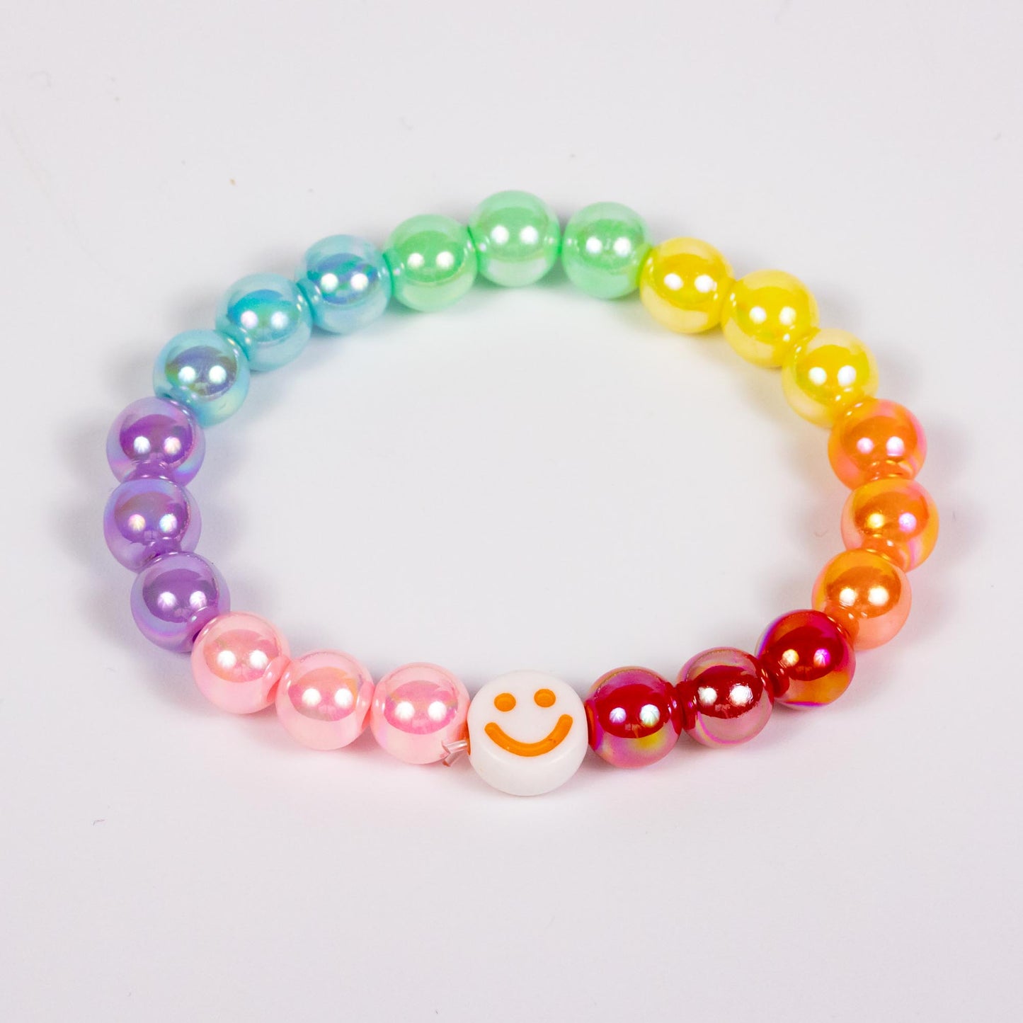 Wholesale 10Pcs Smiley Face Acrylic Rainbow Bracelet - Mixed Colour