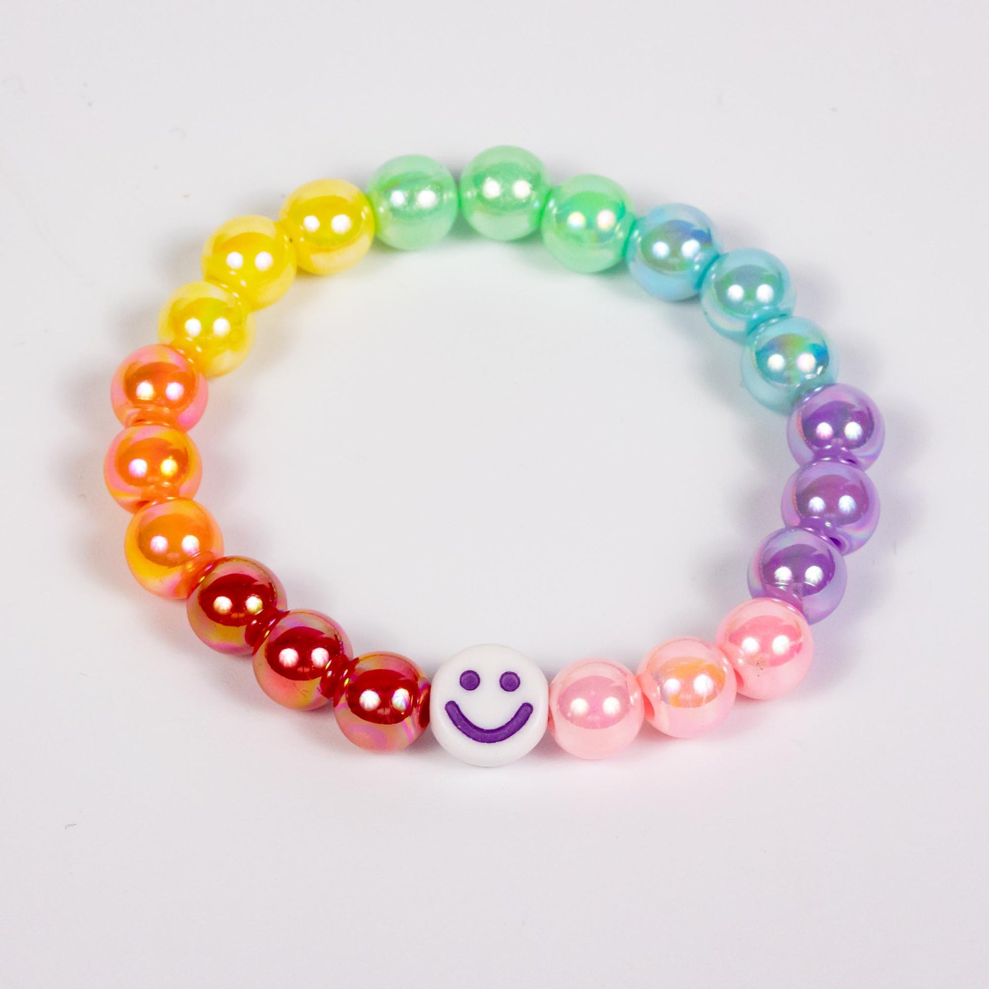 Wholesale 10Pcs Smiley Face Acrylic Rainbow Bracelet - Mixed Colour