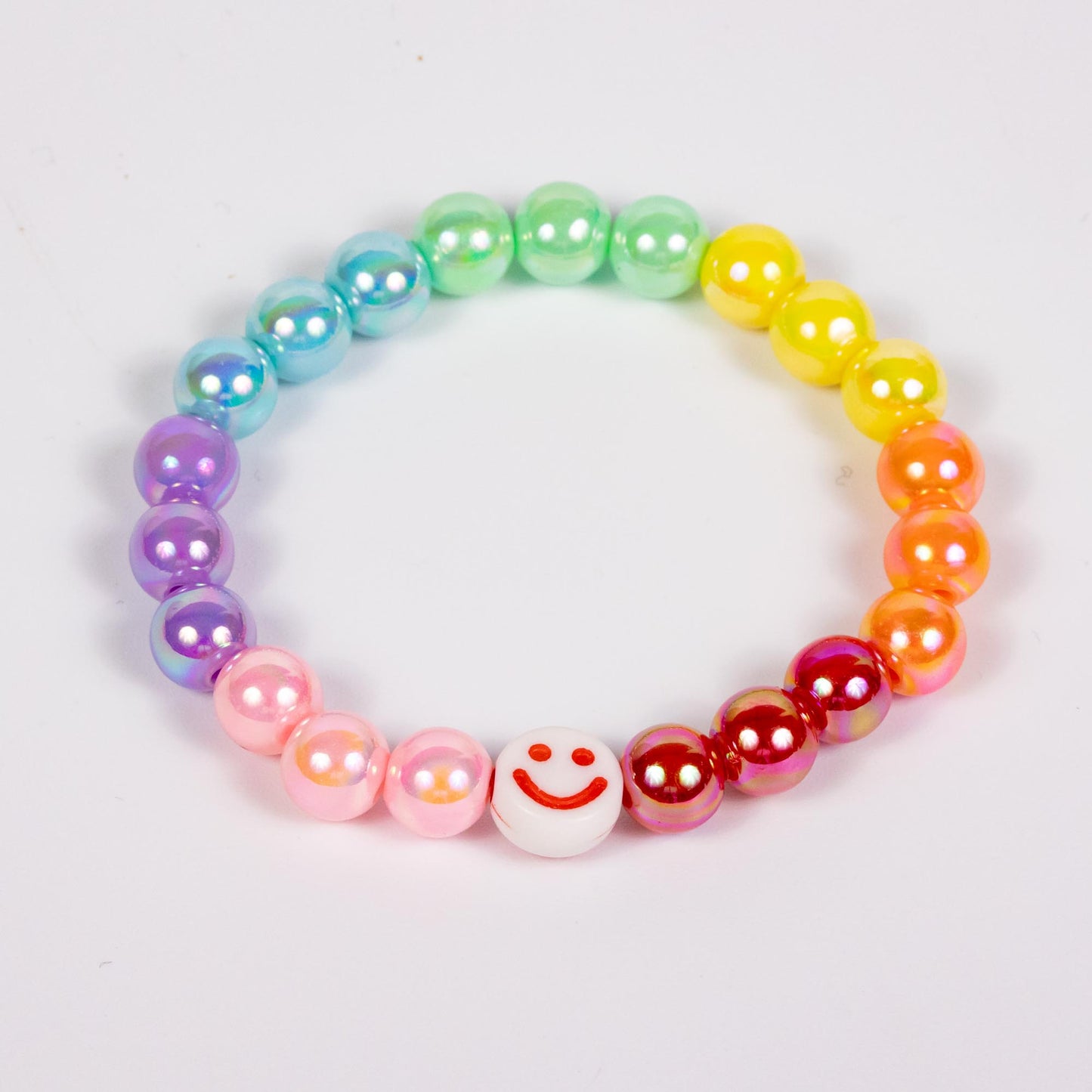 Wholesale 10Pcs Smiley Face Acrylic Rainbow Bracelet - Mixed Colour