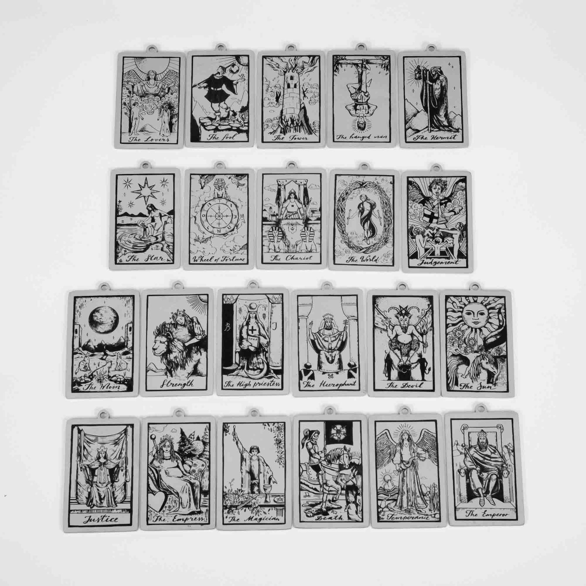 Wholesale 22Pcs Tarot Card Silver Gothic Steel Pendant Chain Necklace - Mixed Design