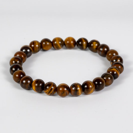 Wholesale 10Pcs Tiger Eye 8mm Round Bead Stretch Gemstone Bracelets