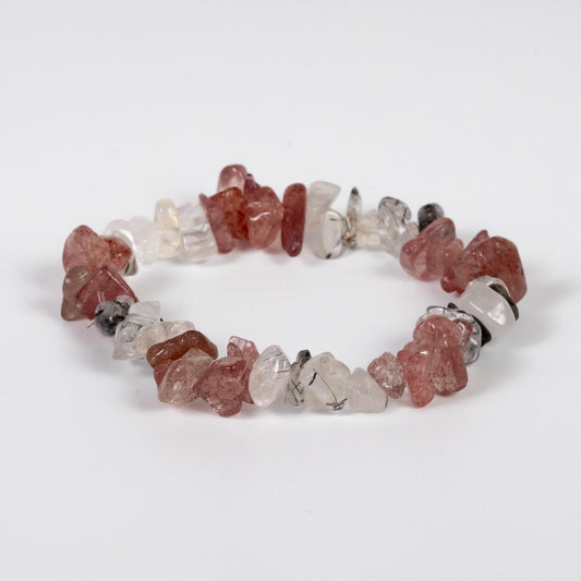 Wholesale 10Pcs Tourmalinated, Rutilated, Strawberry Gemstone Bracelet