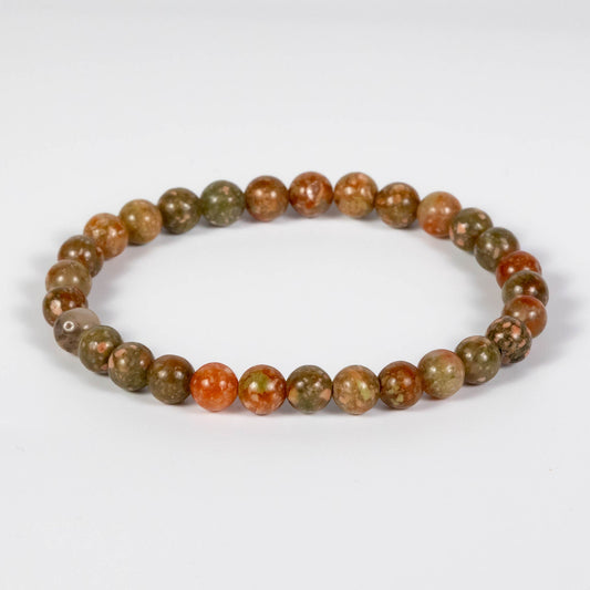 Wholesale 10Pcs Unakite 6mm Round Bead Stretch Gemstone Bracelets