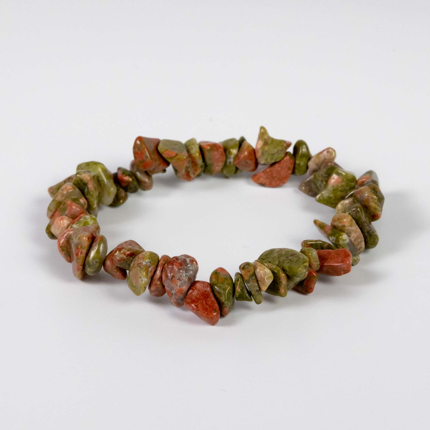 Wholesale 10Pcs Unakite Gemstone Bracelet, Beaded Stretch Chip Stone