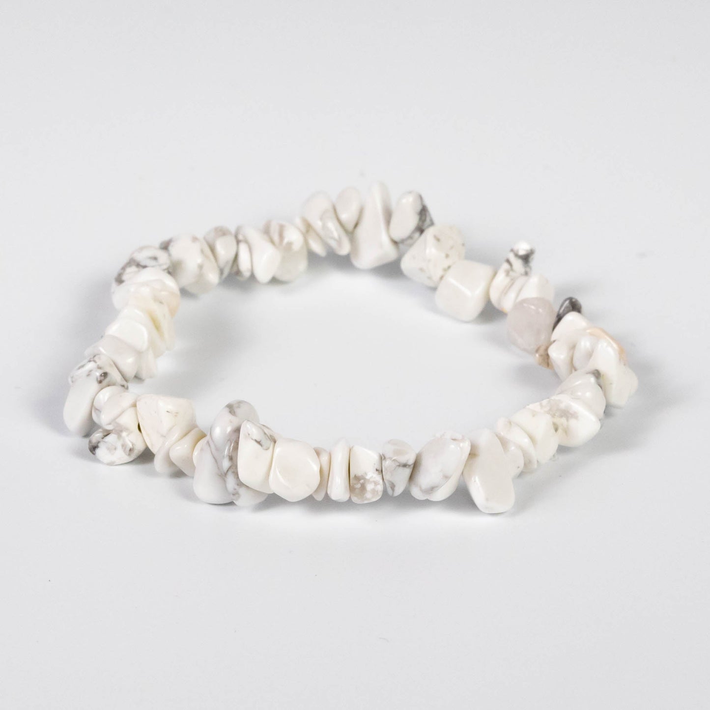 Wholesale 10Pcs White Howlite Gemstone Bracelet, Bead Stretch Chip