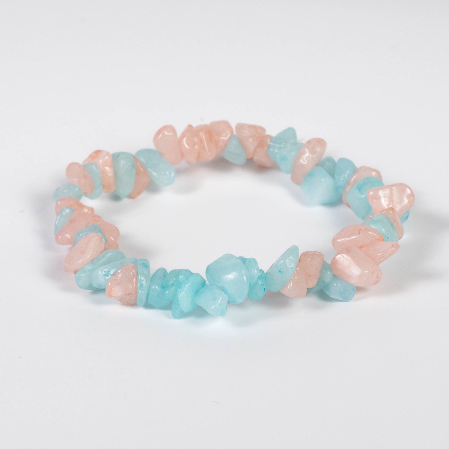 Wholesale 10Pcs White Jade Dyed Pink & Blue Gemstone Chip Bracelet