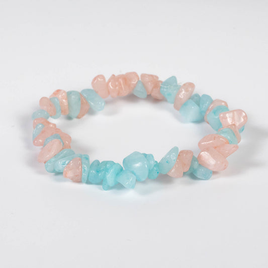 Wholesale 10Pcs White Jade Dyed Pink & Blue Gemstone Chip Bracelet