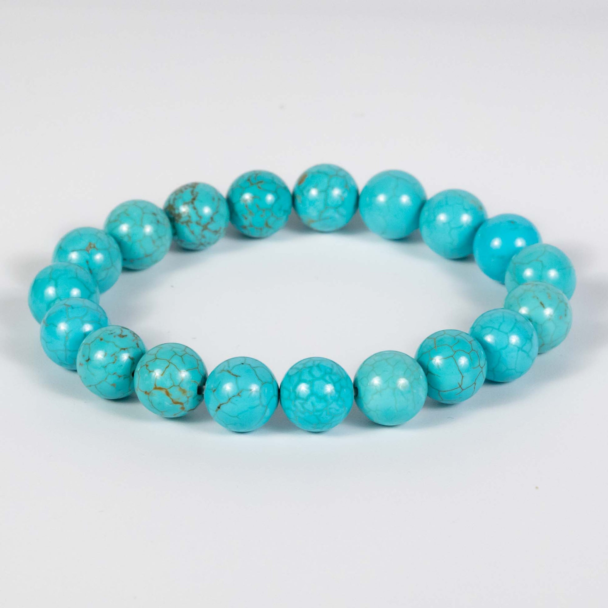 Wholesale 10Pcs Blue Howlite 10mm Round Bead Stretch Gemstone Bracelets