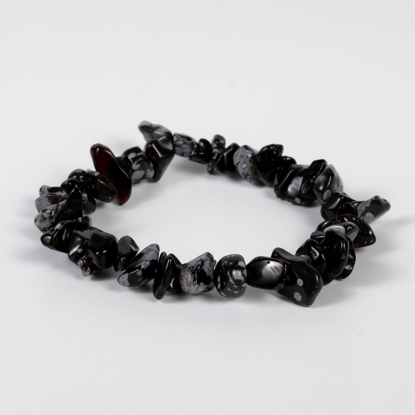 Wholesale 10Pcs Snowflake Obsidian Gemstone Bracelet, Bead Stretch Chip