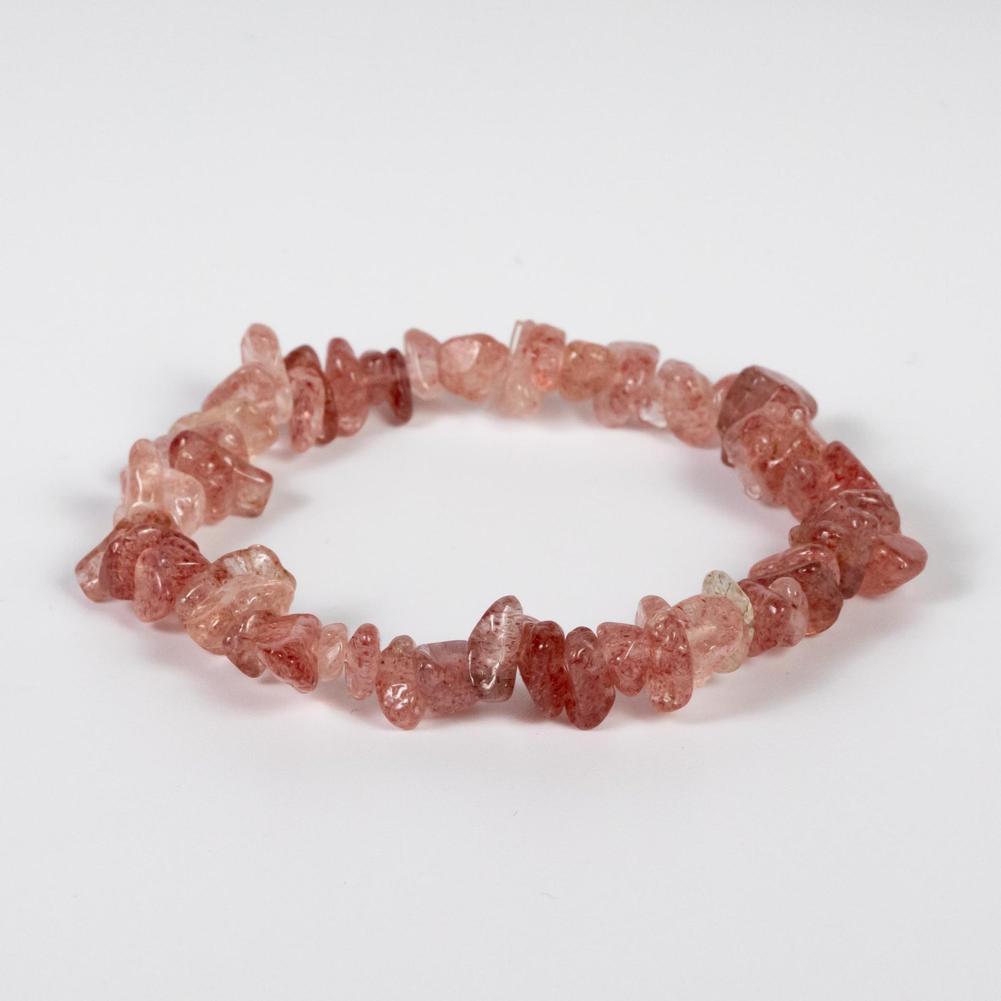 Wholesale Strawberry Quartz Gemstone Bracelet, Beaded Stretch Chip Stone