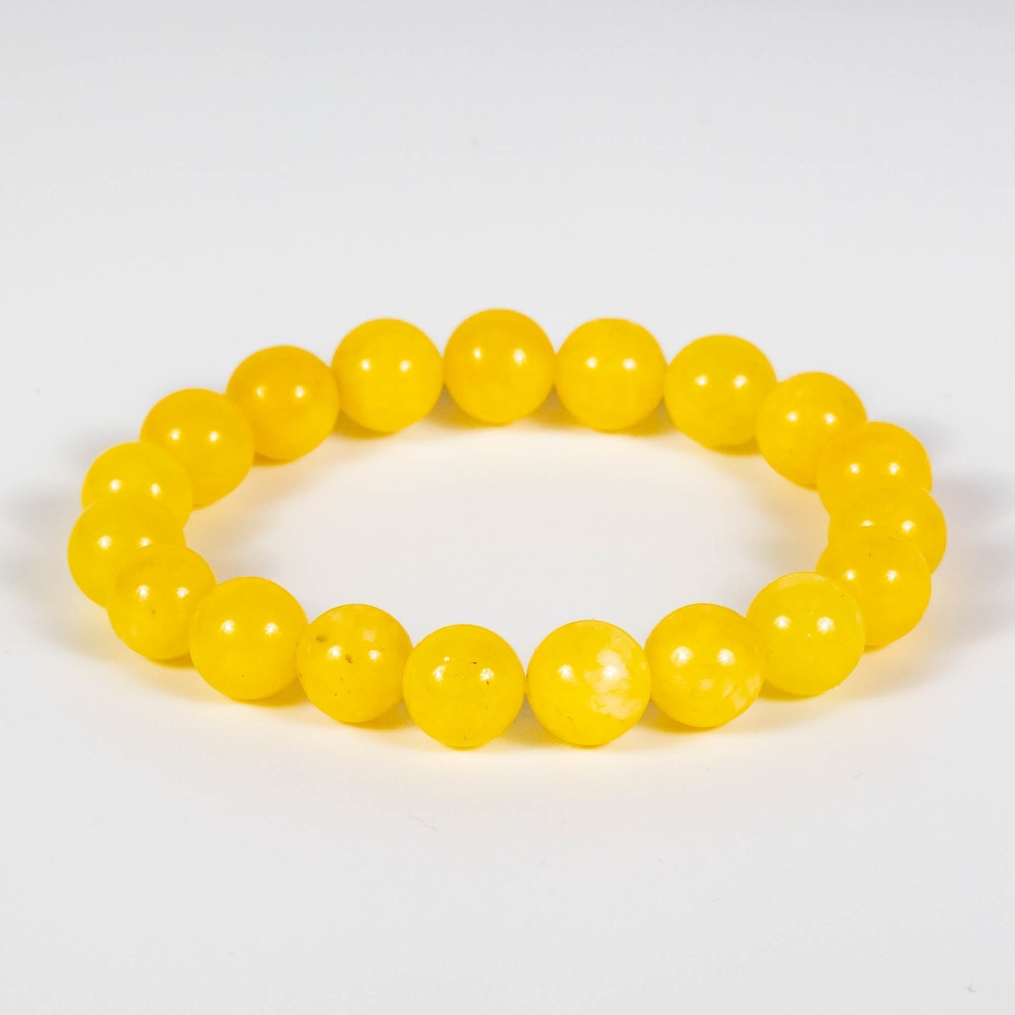 Wholesale 10Pcs Yellow Jade 10mm Round Bead Stretch Gemstone Bracelets